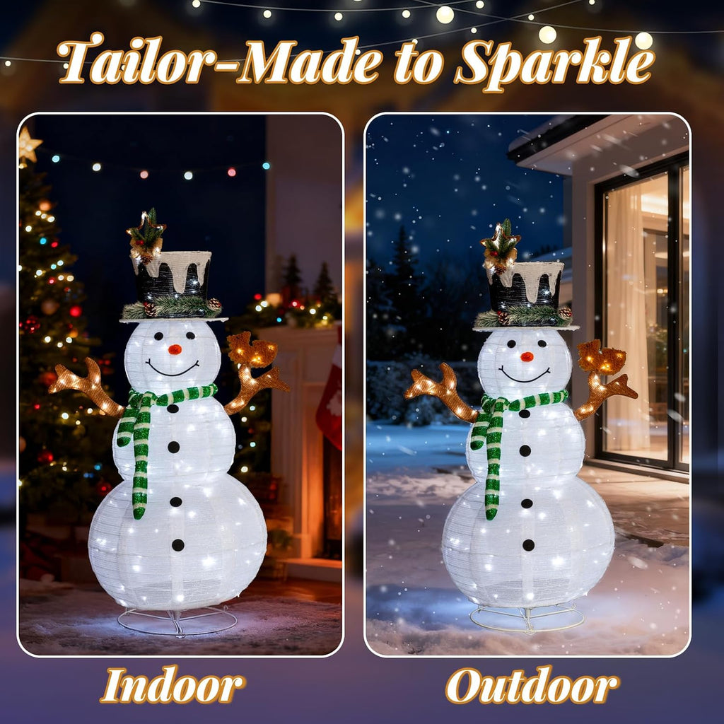 Snowman Christmas Outdoor Decoration, 4ft 120 LED Lighted Christmas Holiday Decorations, Snowman Yard Lights Backyard