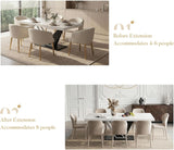 59'' to 78.7'' Extendable Dining Table for 4-8, Faux Marble Expandable Kitchen Table with Sturdy Metal Base