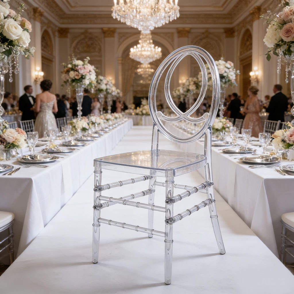 Clear Acrylic Ballroom Chairs, Modern Dining Chairs Set of 12, Accent Event Ghost Chairs for Wedding Party Event
