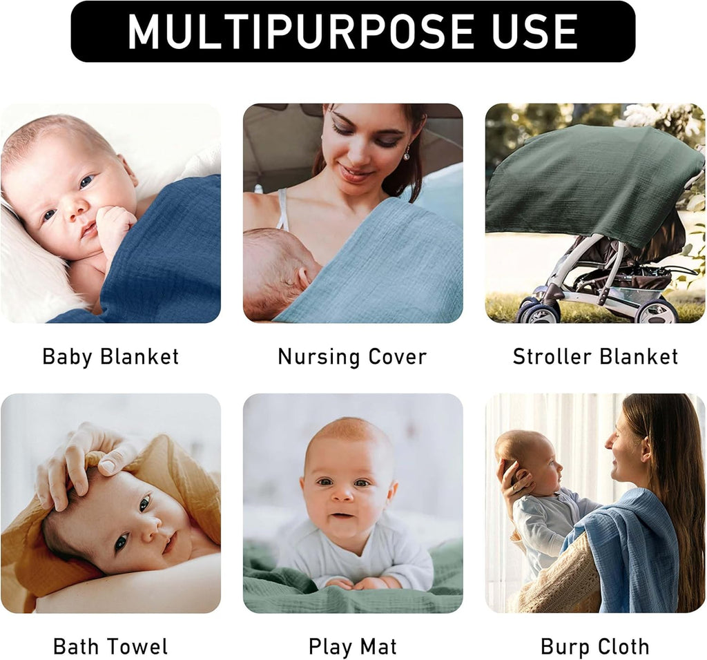 Muslin Swaddle Blankets, 3 Pack Breathable Soft Receiving Blanket, Large 38 x 40 inches Swaddle Wrap