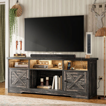 TV Stand for 65 Inch TV, Entertainment Center, Dark Oak