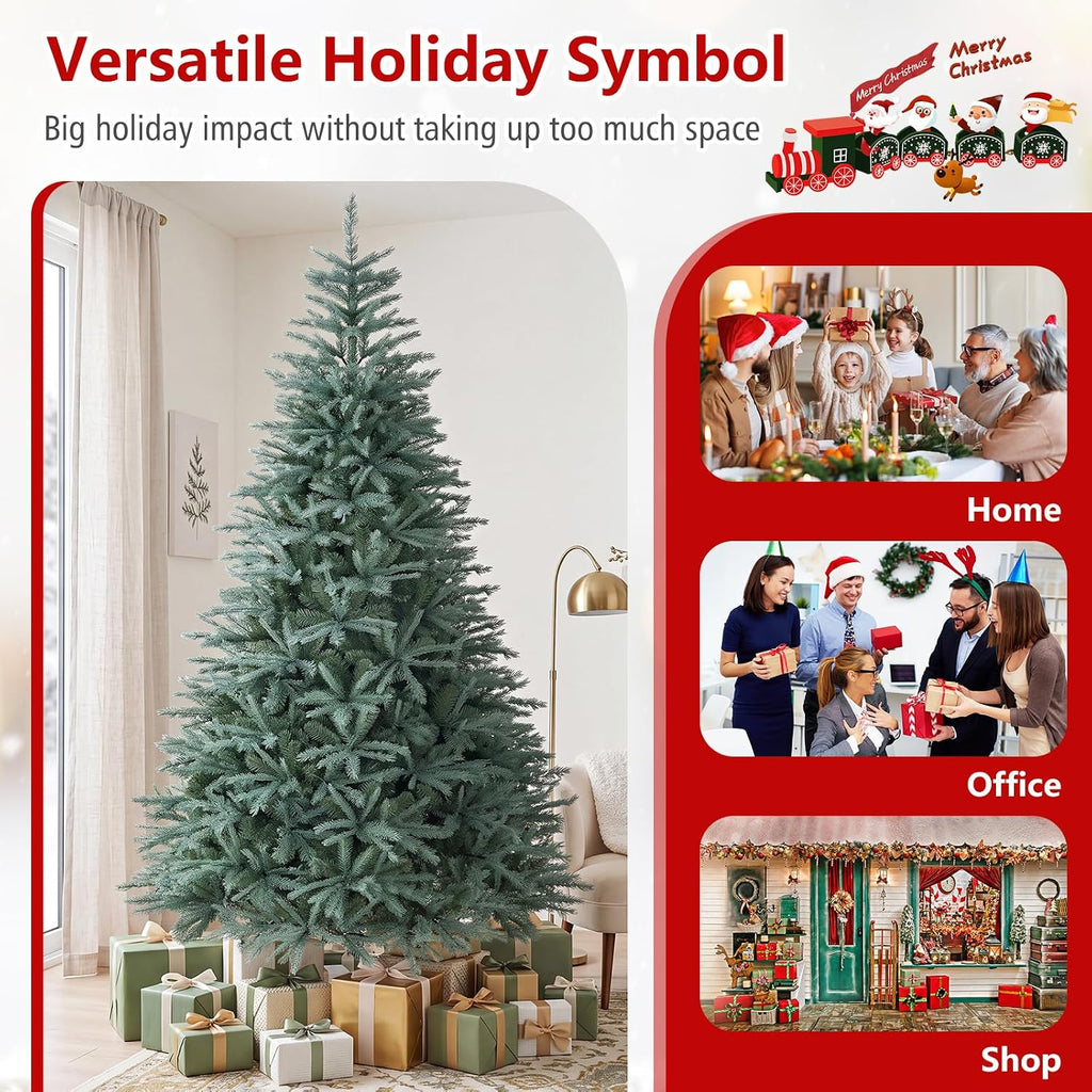 8ft Artificial Spruce Christmas Tree with 1765 Lush Branch Tip