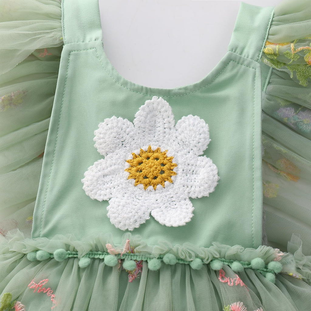 Fairy Dress Newborn Infant Baby Girls 1st First Birthday Cake Smash Outfit Party Floral Embroidery Tulle Princess
