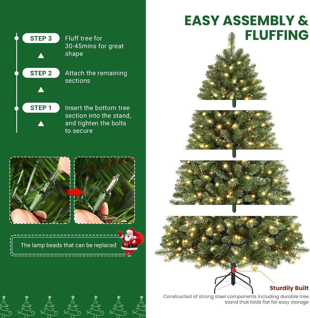 Prelit Artificial Classic Spruce Christmas Tree