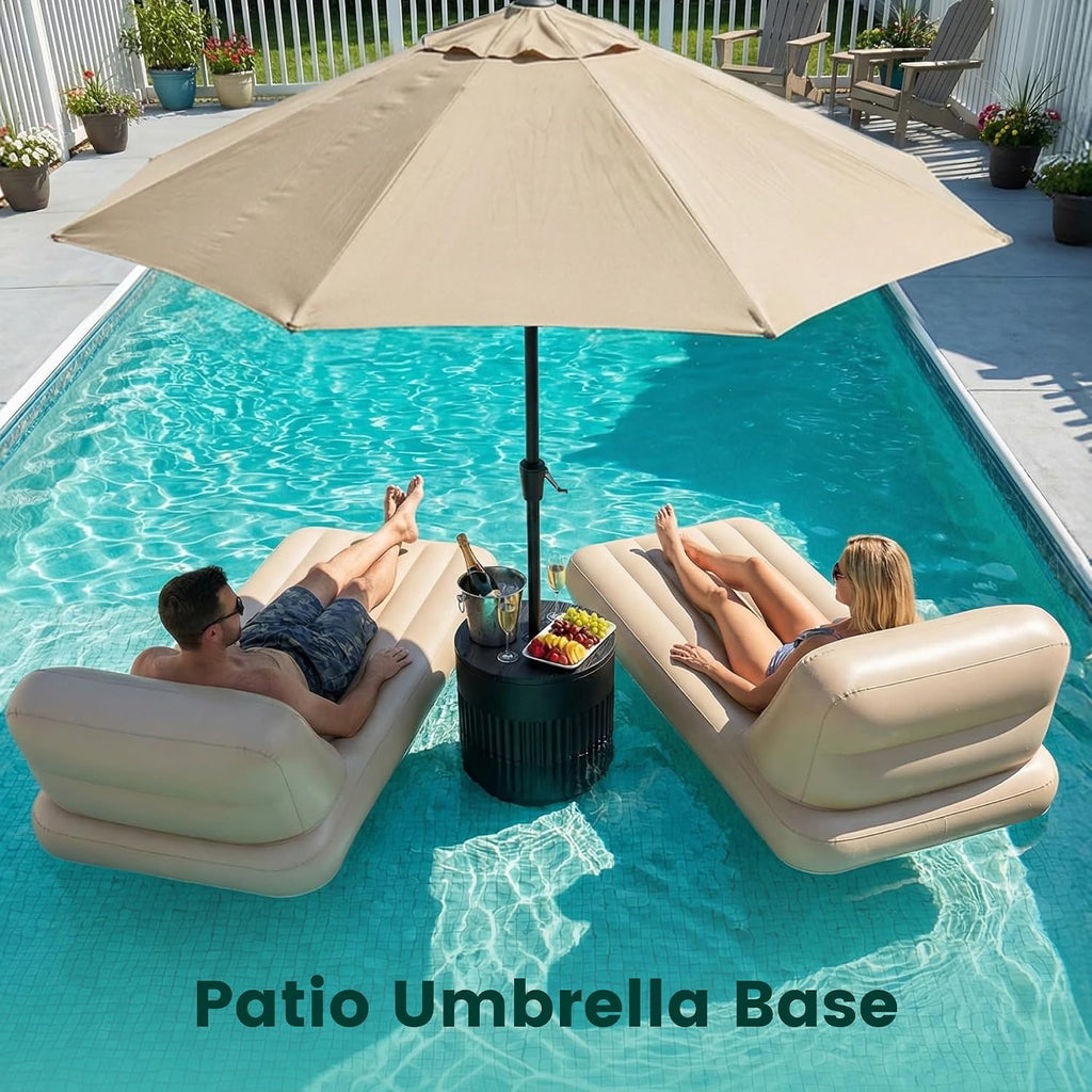 90lb Patio Umbrella Base, Outdoor Umbrella Base Water Filled Stand, 3-in-1 Umbrella Base Table with Hole