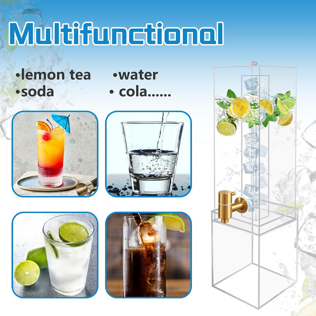 2 Gallon Large Drink Dispenser, Drink Dispenser with Acrylic Stand, Drink Dispensers for Parties with Ice Core