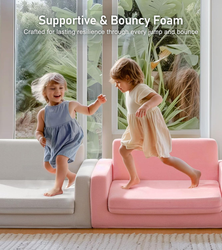 In-1 Extra Wide Convertible Kids Couch, Flip Open Kid Sofa, Machine-Washable Kid Couch for Girls, Kids Sofa for Fun