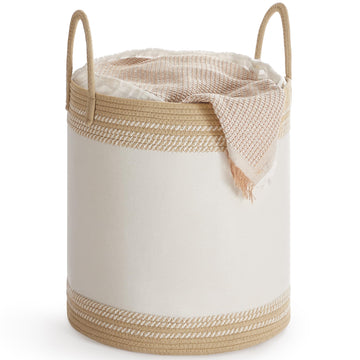 Laundry Hamper, Cotton Rope Basket with Handles, 23.8 Gallons