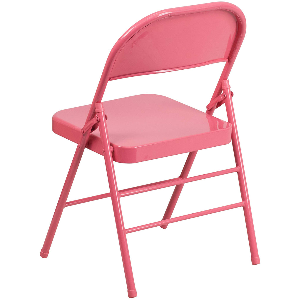 Pink Triple Braced Metal Folding Chair, 2-Pack