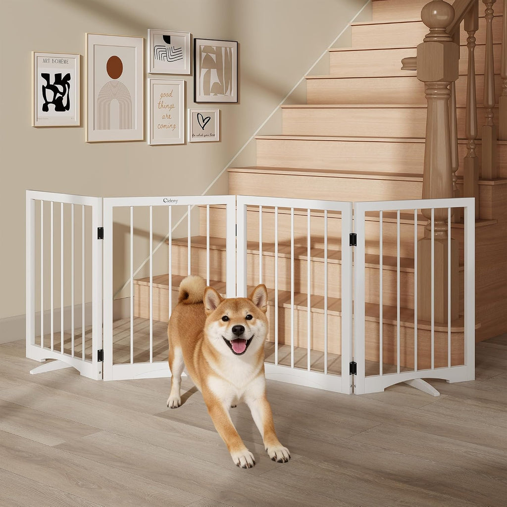 Free Standing Dog Gate Indoor, Foldable Dog Gate for Doorways Stairs