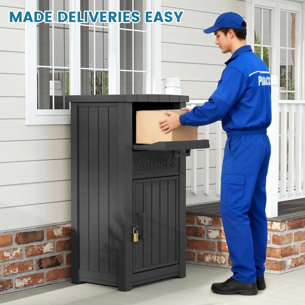 Package Delivery Box Theft Large Parcel Drop Box Storage, Black(60 Gallon)