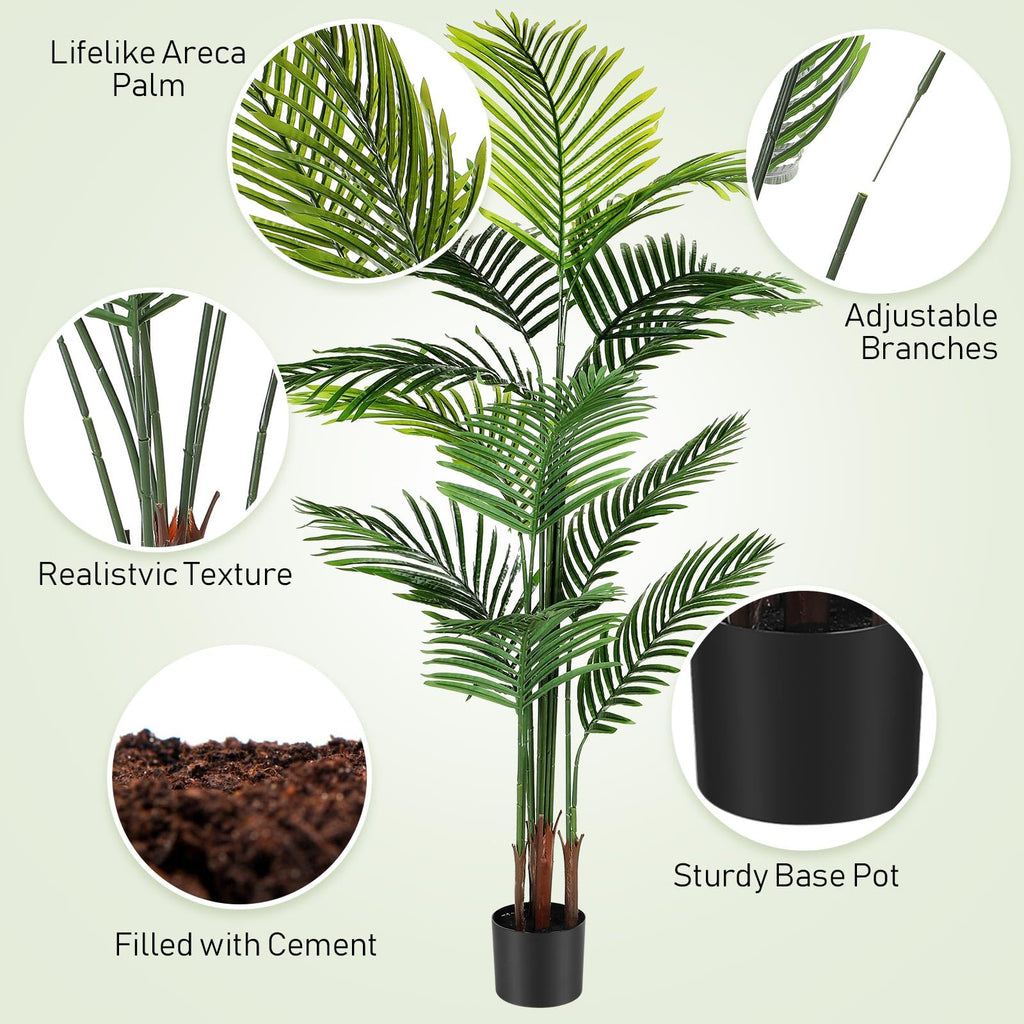 2 Pack Artificial Palm Trees 5Ft, Fake Plants Fake Trees Artificial Areca Palm Plants for Outdoor Indoor Faux Palm