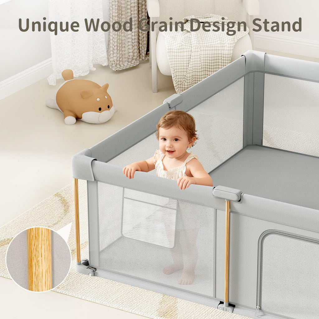 Foldable Baby Playpen with Mat, 50x50 Foldable Play Pen for Babies and Toddlers, Baby Playpen with Portable Design