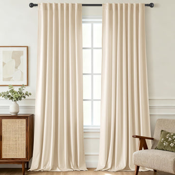 102 Inch Long Velvet Curtains Neutral Cream Champagne Living Room Drapes