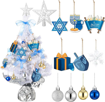 24 Inch Hanukkah Decor Tabletop Mini Hanukkah Tree with Lights