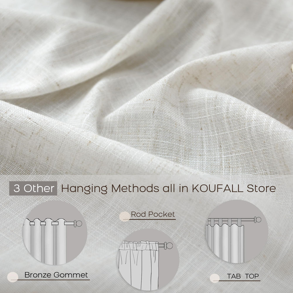 Short Curtains for Windows Bedroom 45 Inch Length, Sheer Boho Linen Privacy Rod Pocket Cafe Small Kitchen Window