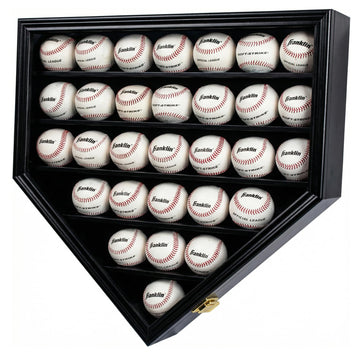 Baseball Display Case Frame Shadow Box Wall Cabinet Holder to Hold 30 Balls, with Lockable Anti Fade UV Protection