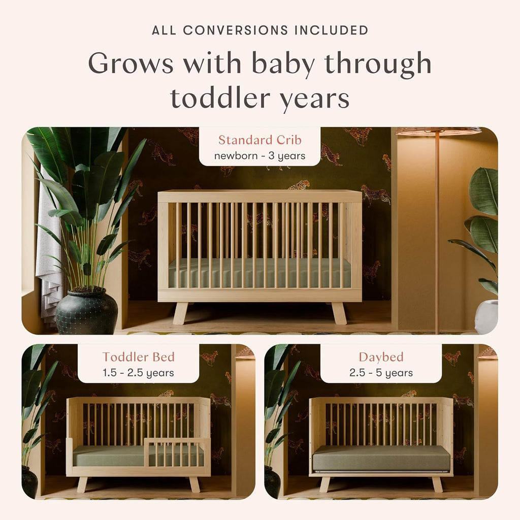Hudson 3-in-1 Convertible Baby Crib, Natural | Baby Crib Converts to Toddler Bed & Daybed - GREENGUARD Gold