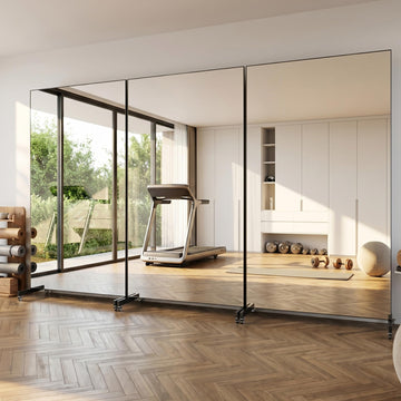 72"x40" Full Length Mirror with Wheels for Yoga, Dance, Gym, Black