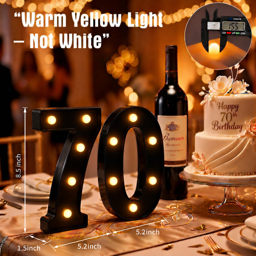 70th Birthday Decorations for Women, Light Up Number 70 LED Marquee Lights