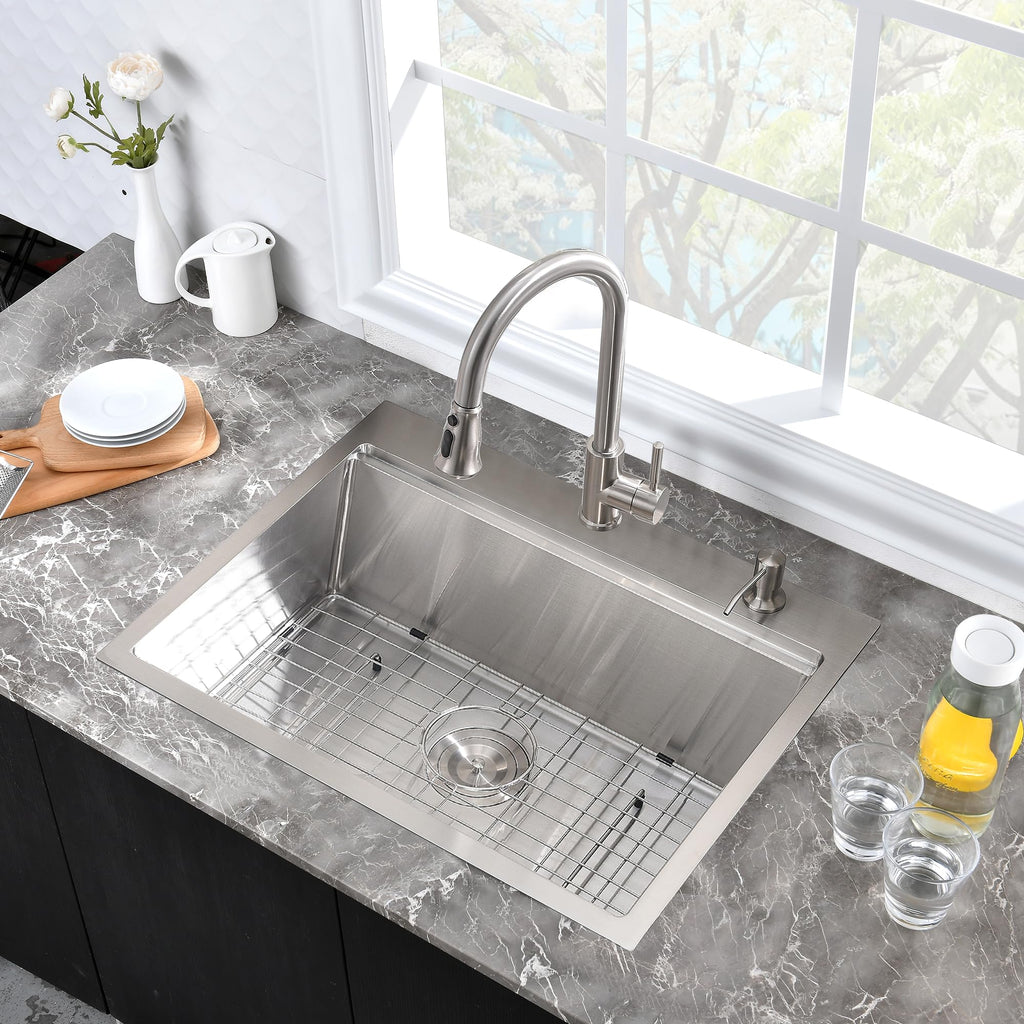 25x20 Stainless Steel Kitchen Sink Drop In Top Mount Workstation