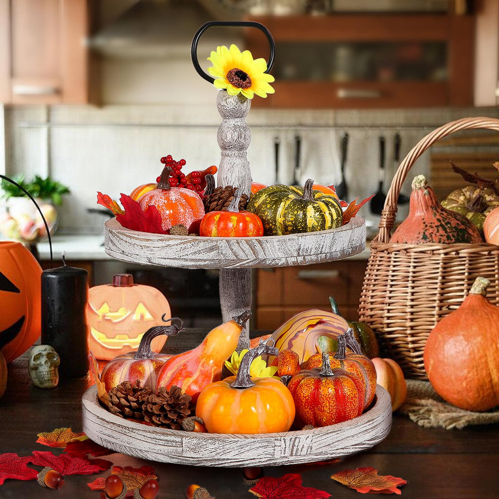 Thanksgiving Artificial Pumpkins Fall Decorations, 88 Pcs Decor- 50 Leaves, 20 Acorns, 2 Pinecones, 14 Fake