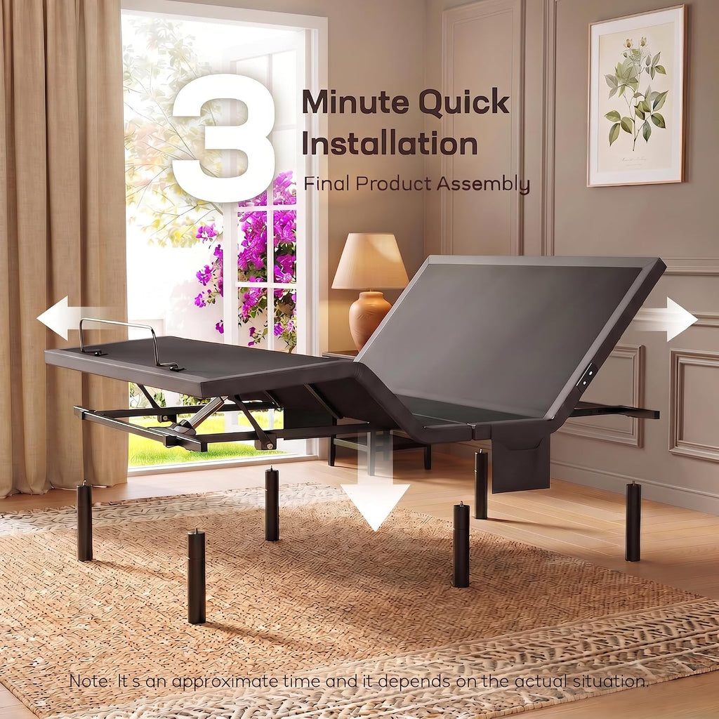 Split King Adjustable Bed Frame,Electric Adjustable Bed Base with Remote Quiet Adjustable Base Zero Gravity Bed - Set of 2