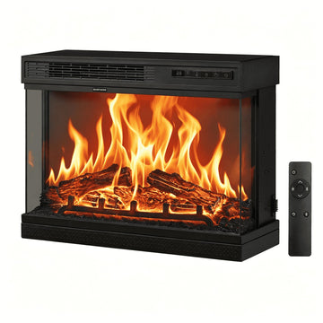 24 inch Electric Fireplace Insert, Modern 3-Sided Recessed Fireplace with 12 Realistic Adjustable Flame Colors, 5