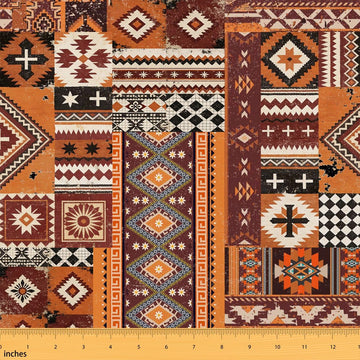 Native American Fabric By The Yard Traditional Upholstery Fabric Tribal Ethnic Grunge Vintage Aztec Decorative Fabric