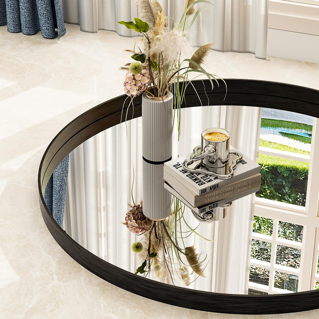 30 Inch Round Bathroom Mirror - Wall Mounted Circle Mirror with Metal Frame, Modern Mirror Suitable, Vanity