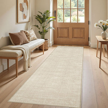Neutral 2x6 Runner Rug Non Slip Carpet Washable, Beige