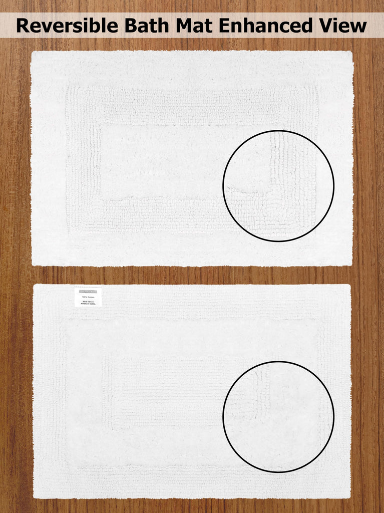 2 Pack Reversible Bath Mat - Soft Plush Bath Rug -20x30- White