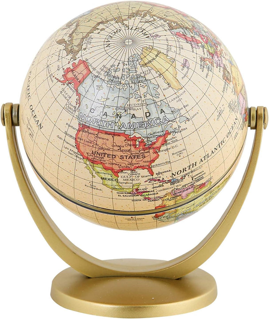 Mini Antique Globe 4-inch / 10 cm - Swivels in All Directions Educational, Decorative, Unique, Small World, Desktop