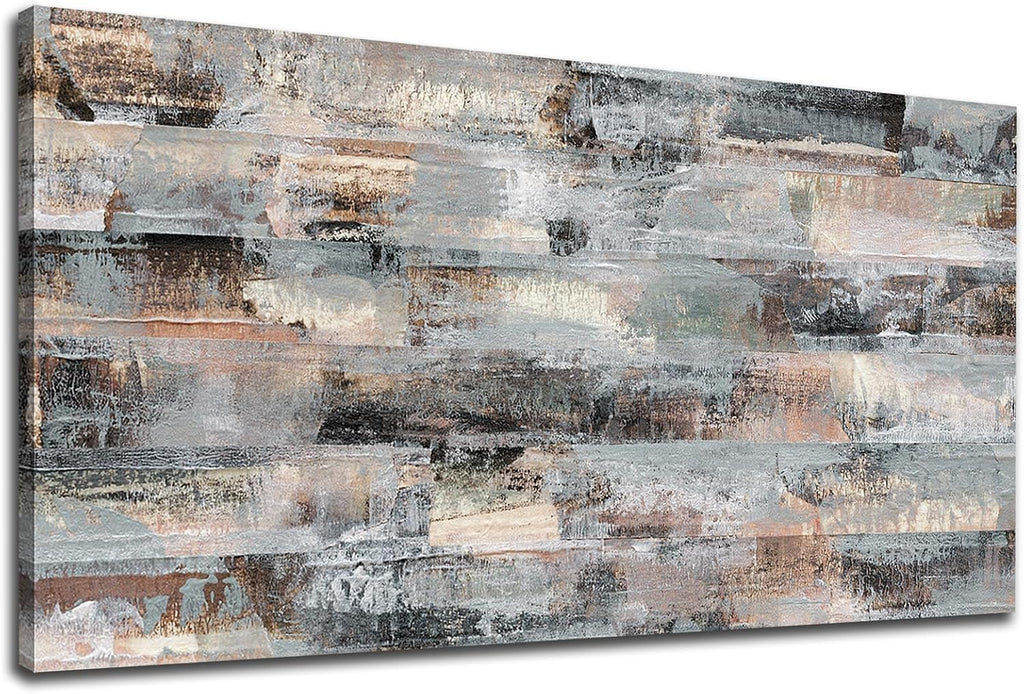 Gray Abstract Canvas Wall Art - Grey Brown Picture for Wall Decor Fabric Of Time Canvas Painting Abstract Prints