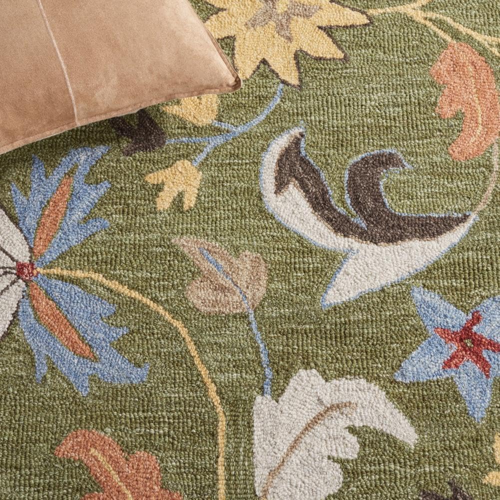 Area Rug 8x10 - Jardin - Large - Green & Blue, Handmade Wool