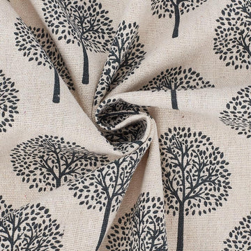 1.09 Yards 62.21 Inch Tree Linen Fabric Black Trees Soft Breathable Upholstery Linens Lightweight Quilting Cloth