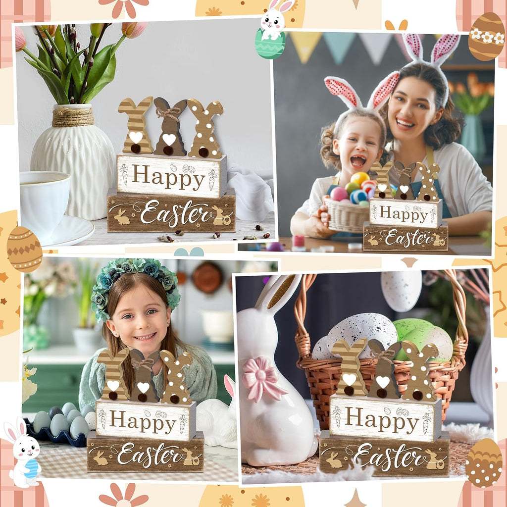 Tiered Tray Decor Set, , Wooden Table Sign, Bunny Easter - Set of 4