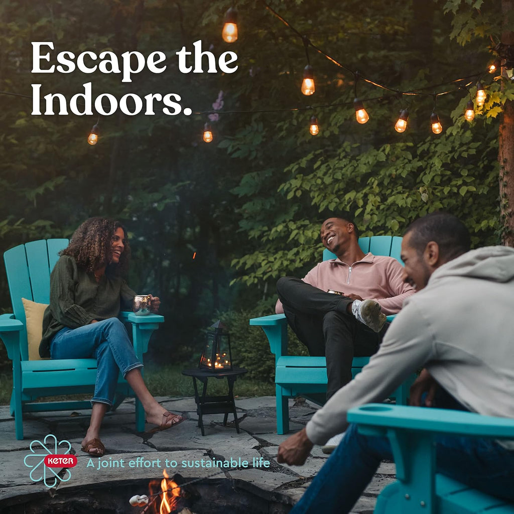 Alpine Adirondack 2 Pack Resin Outdoor Furniture Patio Chairs with Cup Holder-Perfect for Beach, Pool, and Fire Pit