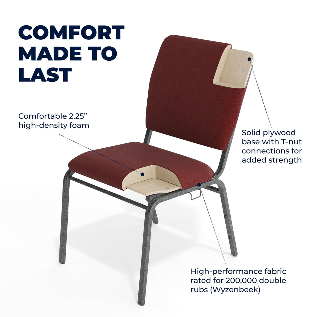18.5" Wide Maroon Stacking Church Chair