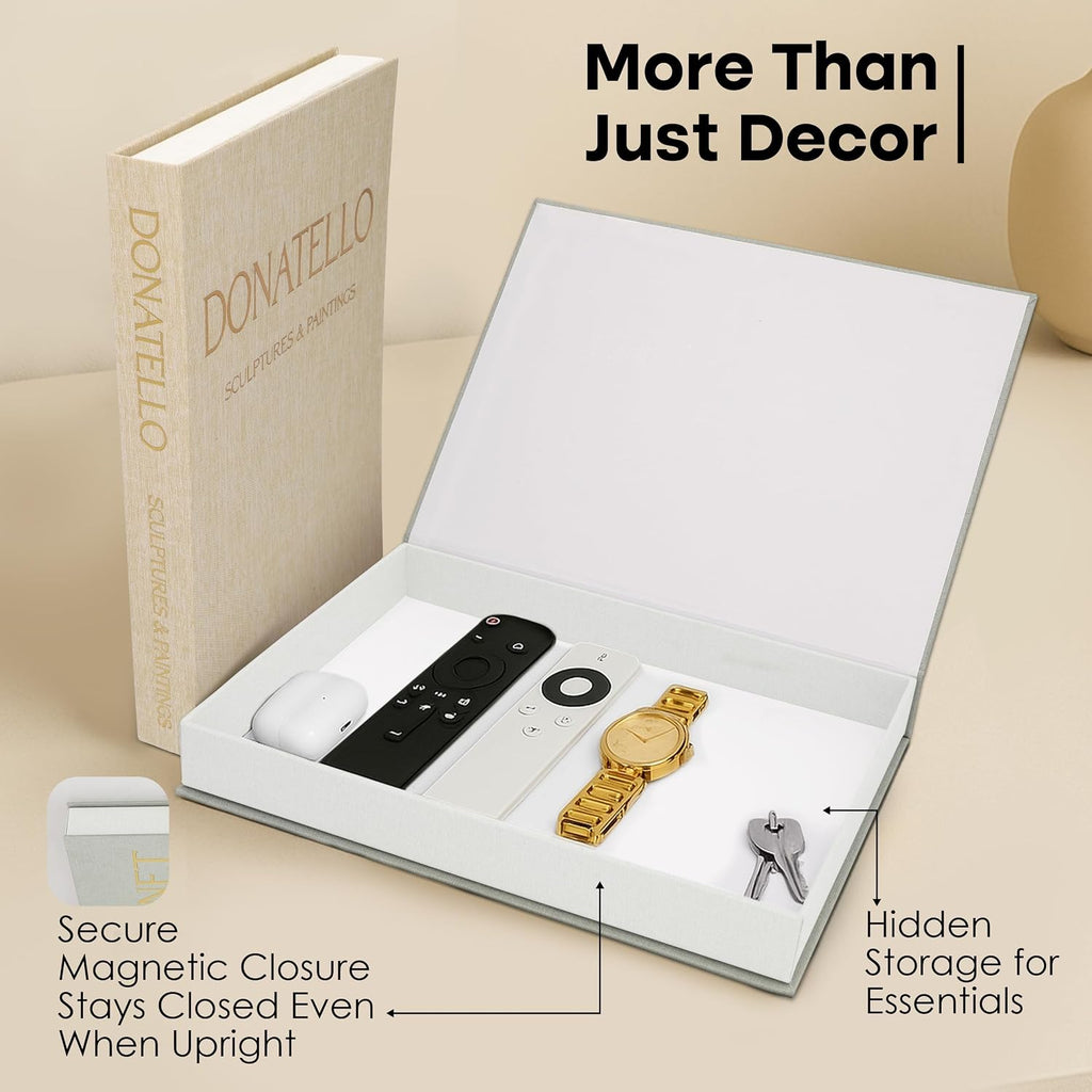 Decorative Books Decor Faux Books for Decoration with Secure Magnet Closure for Photo Storage and as - Set of 2