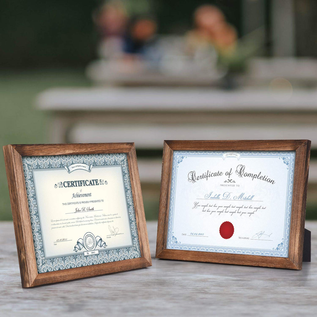 Certificate Frames 8.5 x 11 Picture Frames Diploma Frame with Stand Rustic Wood Document Frame with High Definition