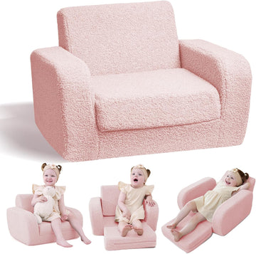 In-1 Toddler Couch, Toddler Chairs Comfy 2-3 Years Old, Pink