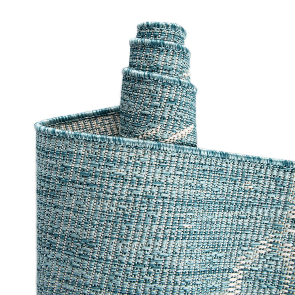 Outdoor Coastal Collection Rug - 6 Ft Runner Aqua Flatweave-Pile Rug Perfect s, Entryways