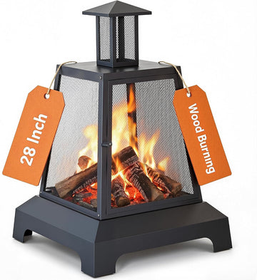 28 inch Fire Pit Outdoor, Outdoor Wood Burning Fire Pit Large, Firepits for Outside Patio, Garden, Backyard