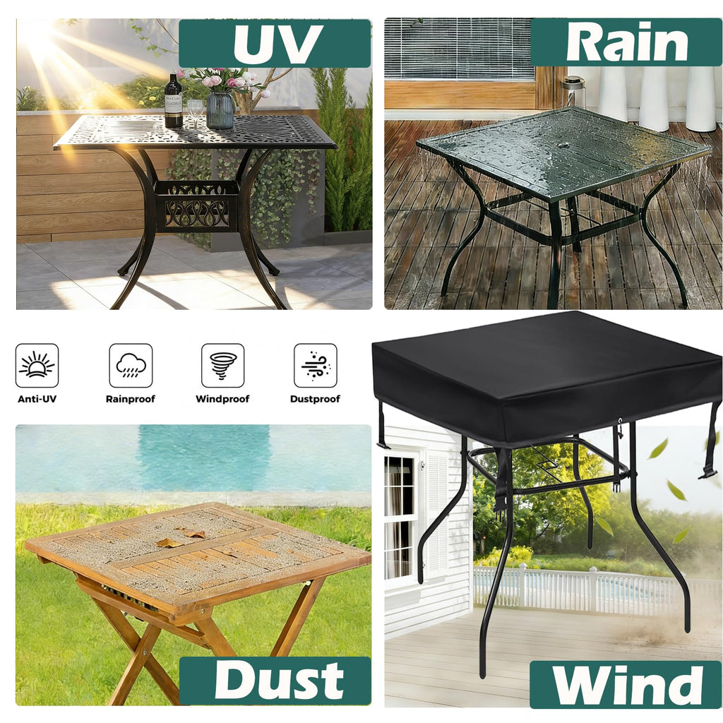 Outdoor Table Covers Waterproof Square 36x36x6in, Black