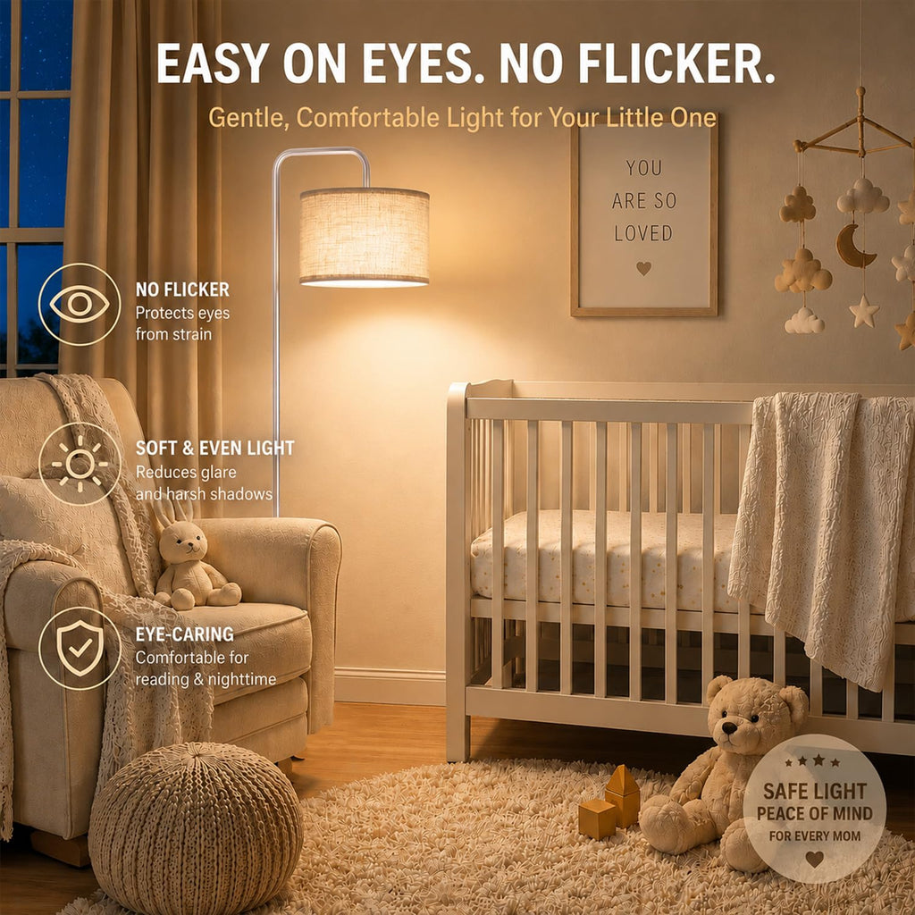 Floor Lamp, ‌Silver‌ Standing Floor Lamp with 3CCT Bulb