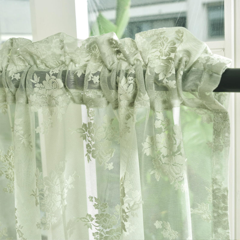 Light Sage Green Sheer Valance Curain for Window 52x18 Inch 1 Panel