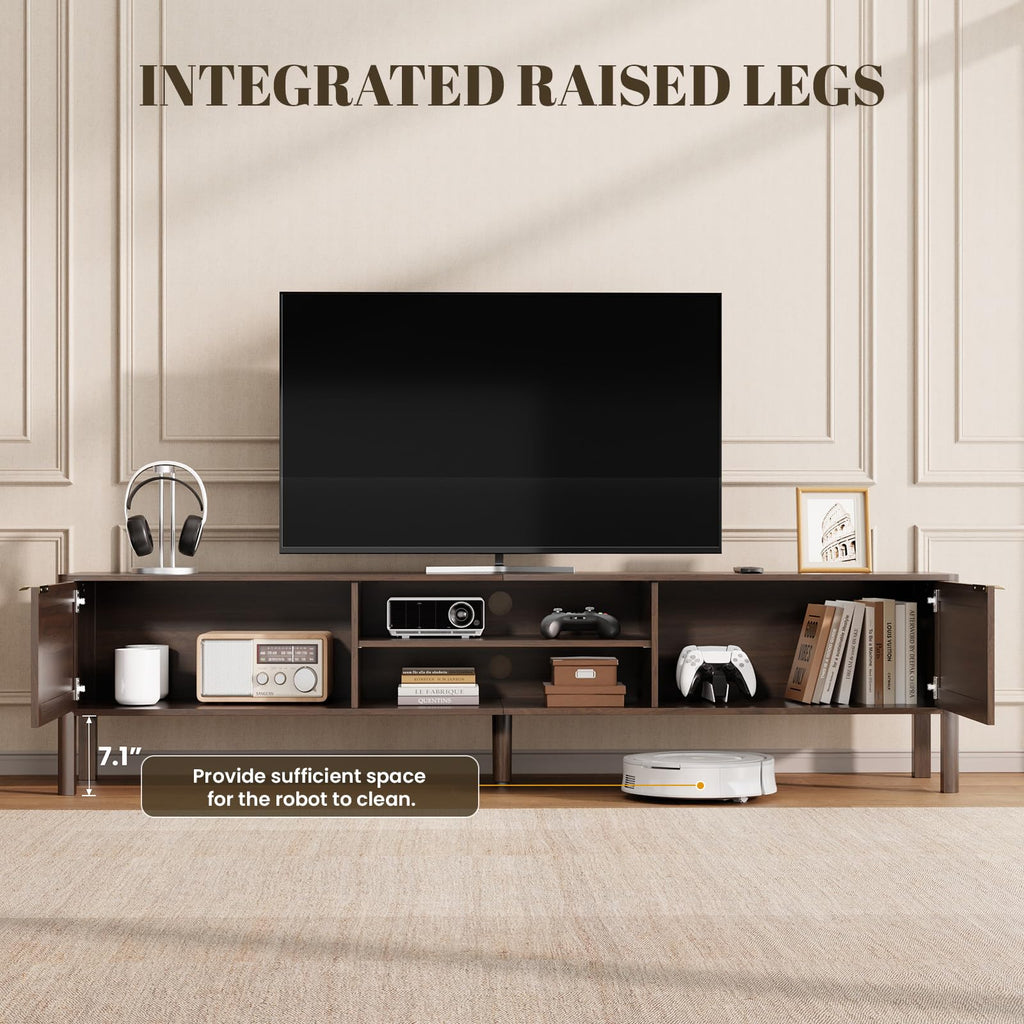 Rattan TV Stand Walnut 58"