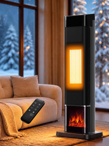 Space Heaters for Indoor Use, 1500W Electric Tower Heater for Large Room with Thermostat, 120° Oscillation&Child