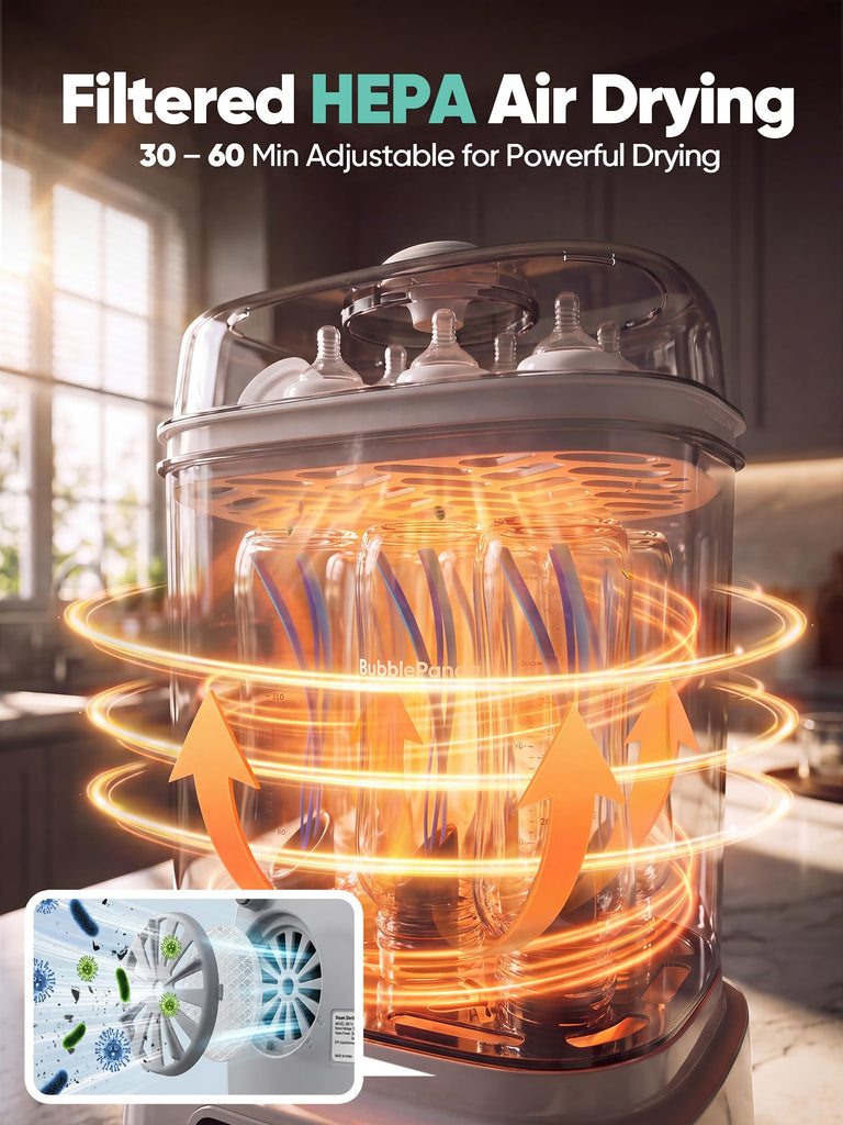 Baby Bottle Sterilizer and Dryer, Compact 2-Layer Sterilizer